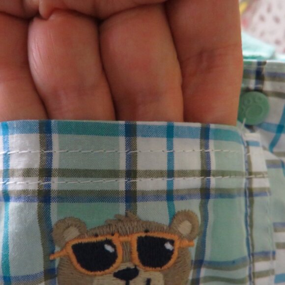 Baby Mint Green Plaid Jumper & Bodysuit 2pc 3Mts Carter's Embroidered Bear - Picture 12 of 16